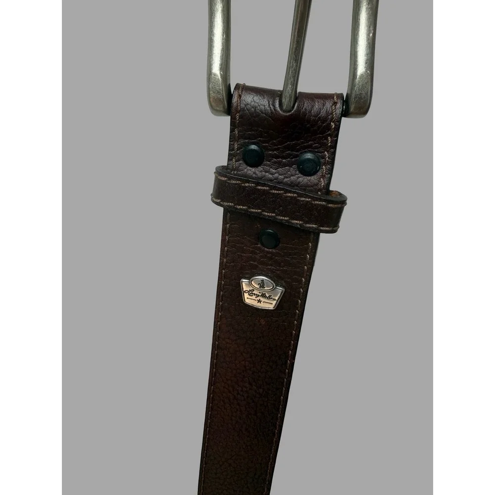 Larry‎ Mahan Brown Genuine Leather Belt Silver Buckle 40